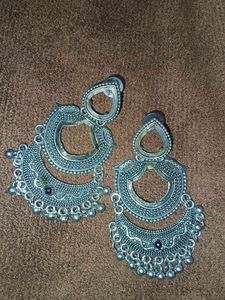 Boho Silver Jhumka Earrings