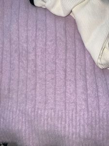 Lilac Fuzzy Lace Trim Sweater