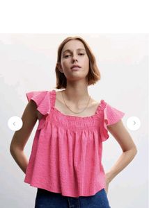 MANGO's Pink Flutter Sleeve Top
