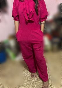 Vibrant Pink Ruffled Jumpsuit