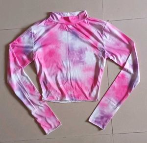 Pink &amp; Purple Tie-Dye Long Sleeve Mock-Neck Top