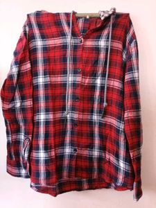 Red Plaid Flannel with Hoodie