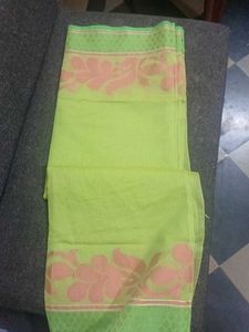 Vibrant Green Saree with Floral Border