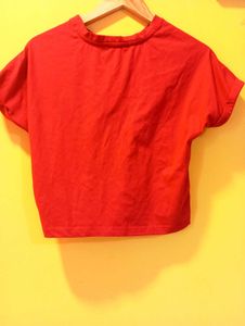 Vibrant Red Cropped Tee