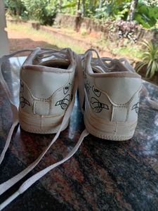 White Casual Sneakers with Cute Graphics