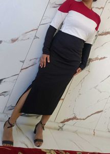 Color Block Long Sleeve Dress