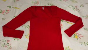 Red Long Sleeve Top
