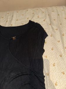 Chic Black Ruched Tunic Top