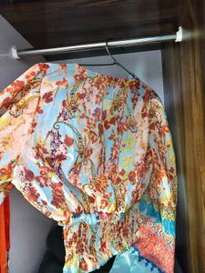Boho Print Smocked Crop Top
