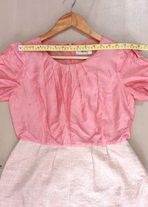 Stylish Western Korean Asian Dress Pink &amp; Nude Colour