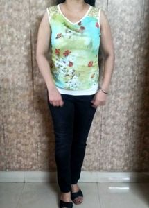 sleeveless top with sequence detailing