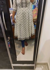 Stylish White Printed Kurta