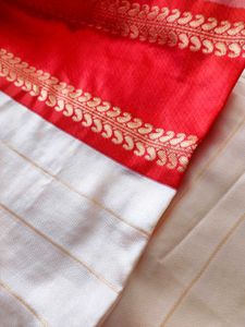 New Red &amp; White Silk Saree