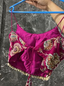 Embroidered Magenta Blouse with Shells