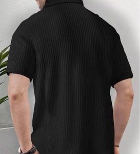Men's Textured Black Polo Shirt