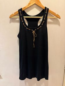 Black Lace-Up Tank Top