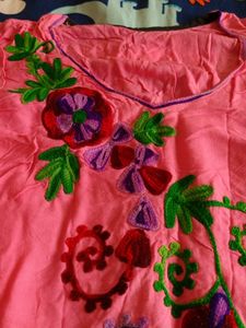 Embroidered Pink Summer Dress