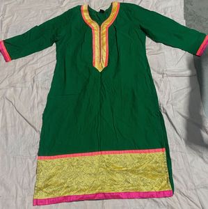 Green & Gold Ethnic Kurta