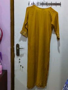 Elegant Mustard Kurta with Intricate Embroidery