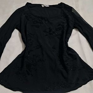 Y2k Vintage Gothic Sparkly Dark Romance Black Top