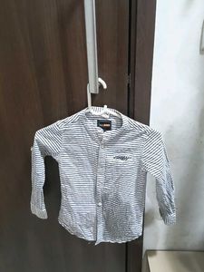 White Shirt With Black Strips For Kids 4 To 6 Year