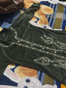 Vintage Velvet Embroidered Dress