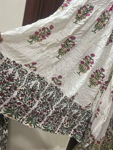 White Floral Print Kurta with Dupatta
