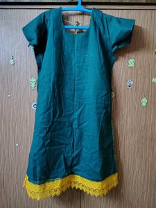 Newly Stitched Green Brocade Kurta with Gold Accen