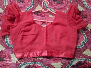Red N Black Ruffle Saree