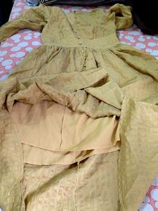 KOREAN/Chinese Yellow Midi Dress