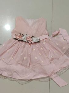 Cute Pink Baby Dress with Floral Detail