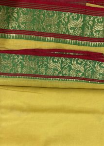 Yellow Traditional Saree with Green Border