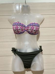 padded Boho Print Strapless Bikini Top