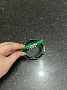Elegant Green Embellished Bangles