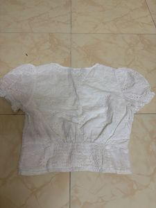 White Broderie Anglaise Crop Top