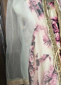 Floral gown with net shrug