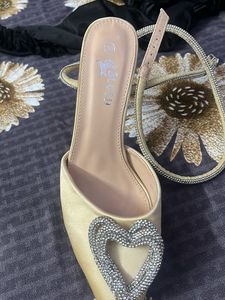 Sparkling Heart Embellished Heels