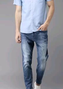 Here&amp;Now Premium Linen Cotton Blue Shirt