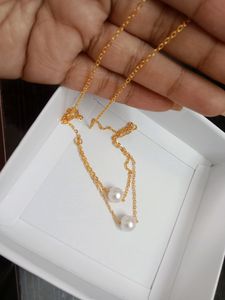 Double Layered Golden Pearl Chain