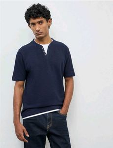 Men's Navy Blue Henley T-Shirt