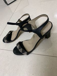 Sparkling Black Heeled Sandals