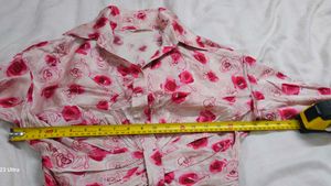 Pink Rose Floral Center-Twist Crop Shirt