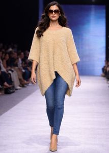 Beige Fuzzy Tunic Top