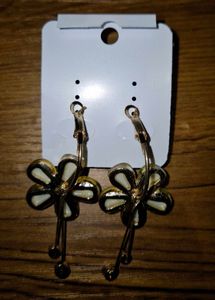 Floral Crystal Hoop Earrings (NEW with box)