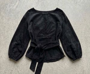 Suede cinch waist top