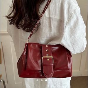Chic Burgundy Patent Leather Shoulder Bag
