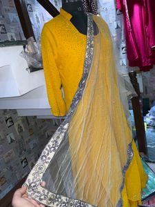 fancy Silver &amp; Black Border Cream Colour duppata