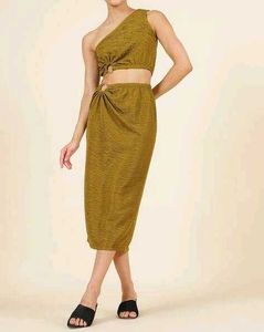 Chic One-Shoulder Cut-Out Midi Dress Set
