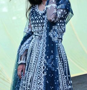 Elegant Blue Lehenga with pearl and stone work