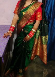 Elegant Green Silk Saree with ready blouse